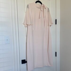 Calvin Klein Cream Midi Dress with Bow Detail